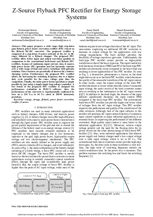 (PDF) Z-Source Flyback PFC Rectifier for Energy Storage Systems
