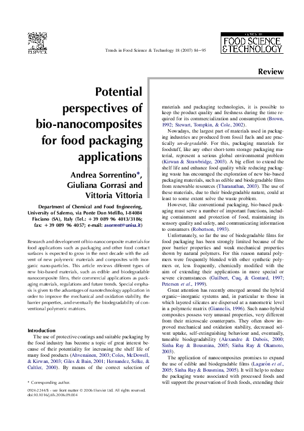 (PDF) Potential perspectives of bio-nanocomposites for food packaging ...