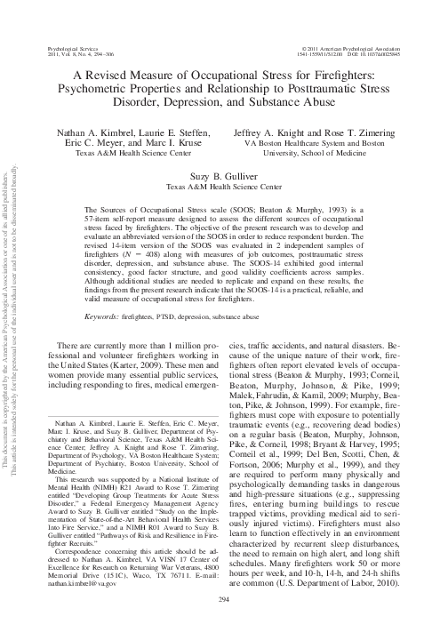 (PDF) A revised measure of occupational stress for firefighters ...