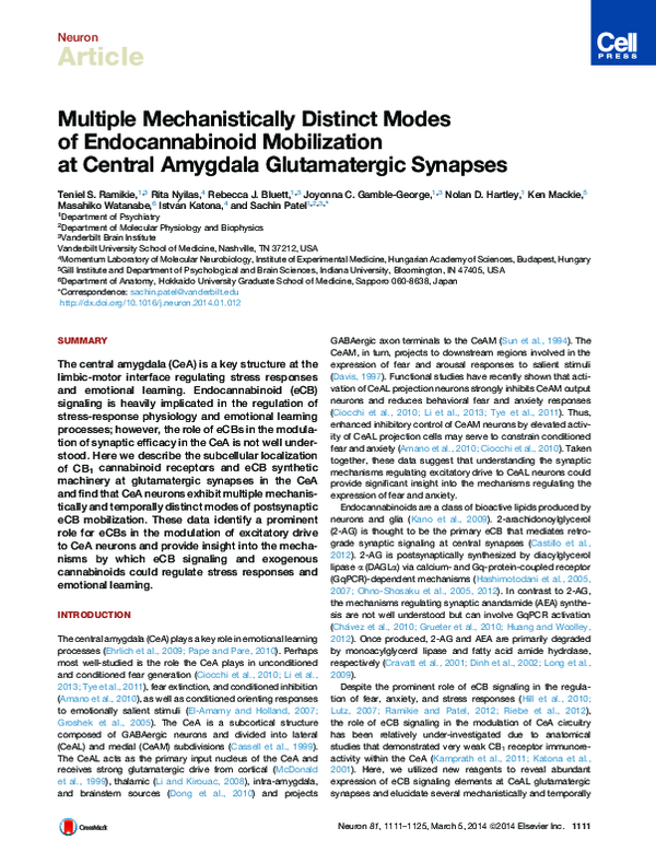 (PDF) Multiple Mechanistically Distinct Modes of Endocannabinoid ...