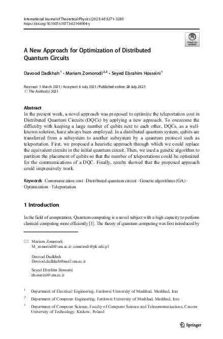 (PDF) A New Approach for Optimization of Distributed Quantum Circuits