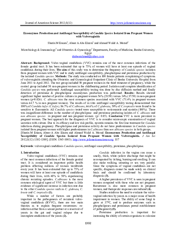 (PDF) Exoenzymes Production and Antifungal Susceptibility of Candida
