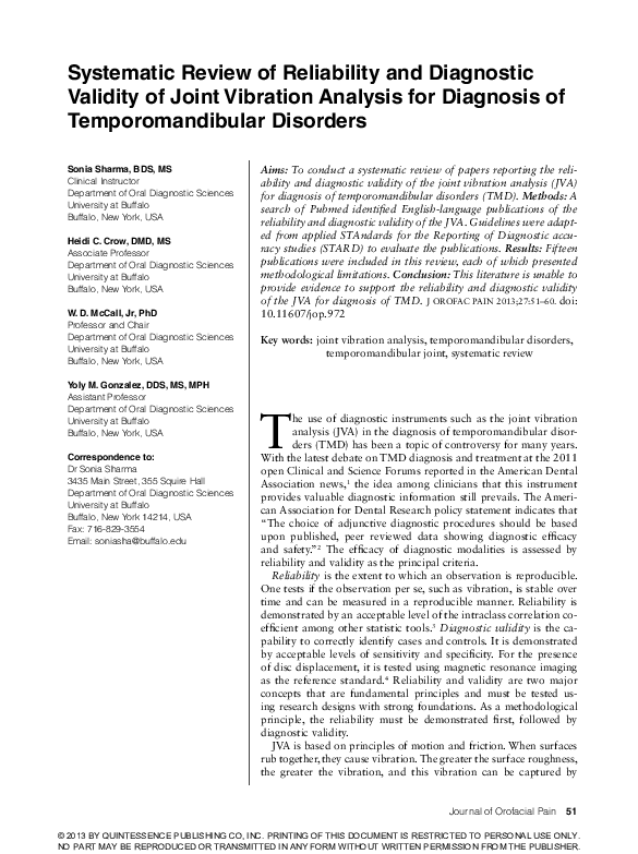 (PDF) Systematic Review of Reliability and Diagnostic Validity of Joint ...