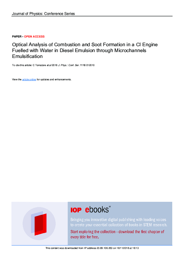 (PDF) Optical Analysis of Combustion and Soot Formation in a CI Engine ...