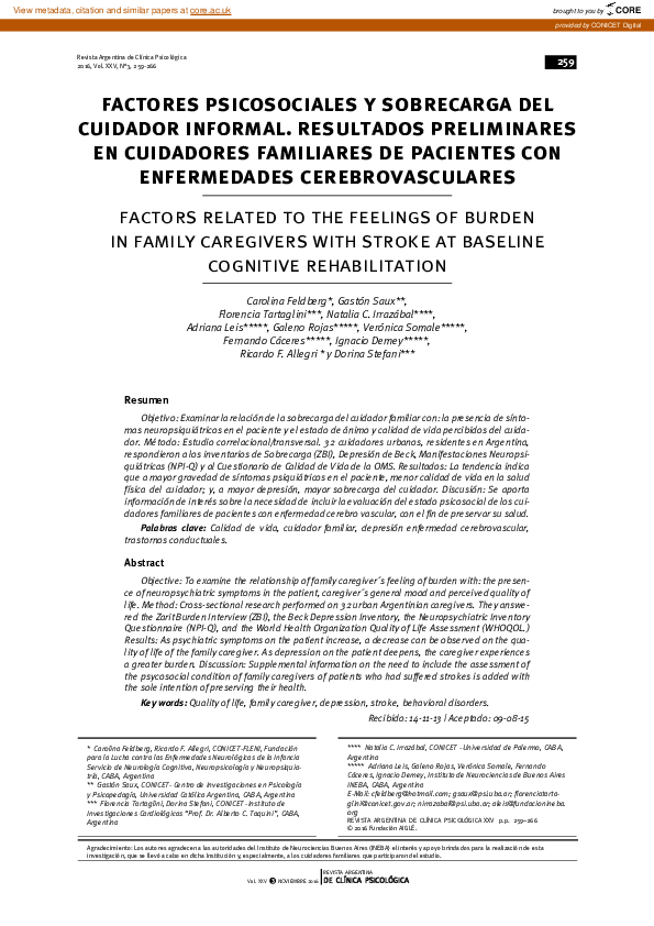 (PDF) Factors related to the feelings of burden in family caregivers ...