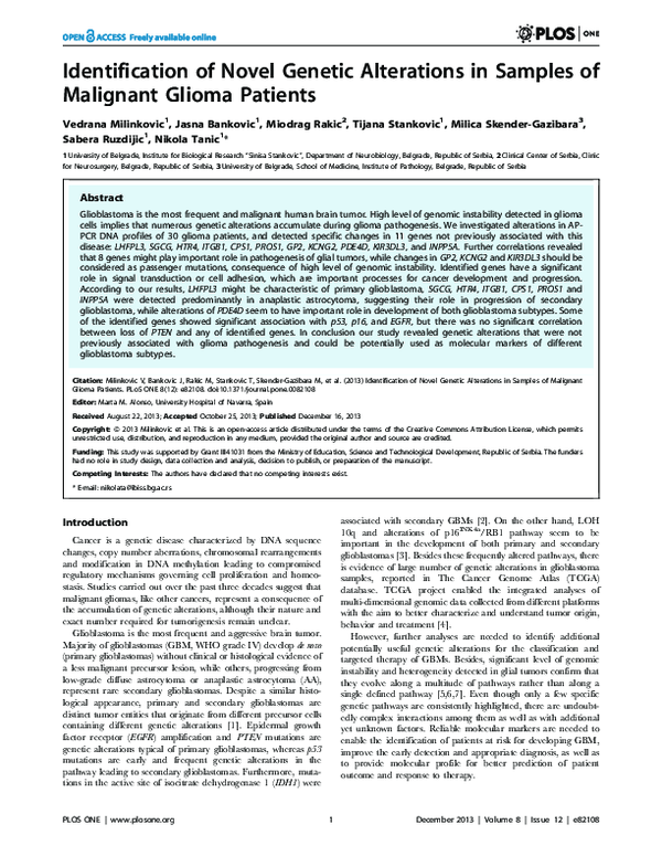 (PDF) Identification of Novel Genetic Alterations in Samples of ...