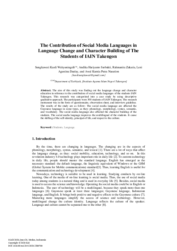 (PDF) The Contribution of Social Media Languages in Language Change and ...