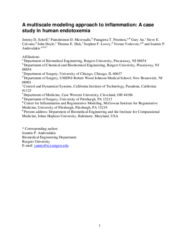 (PDF) A multiscale modeling approach to inflammation: A case study in ...