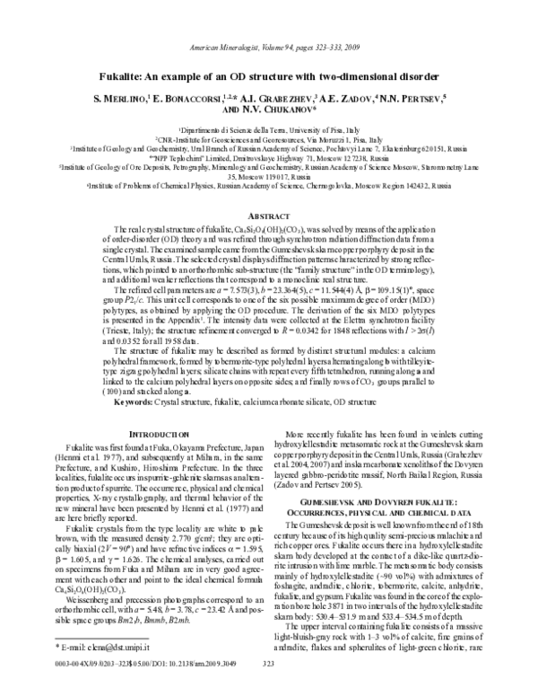 (PDF) Fukalite: An example of an OD structure with two-dimensional disorder