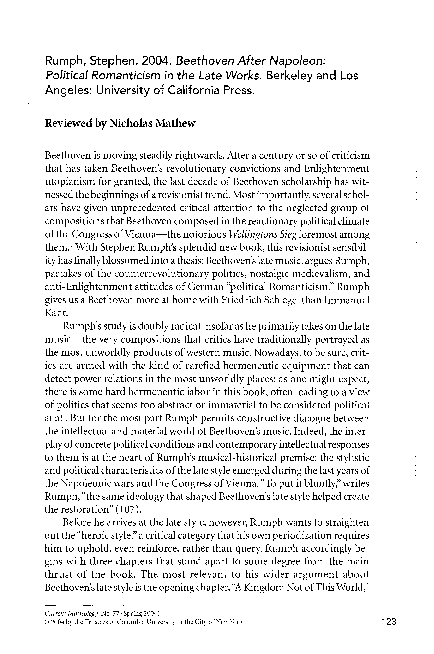 (PDF) Rumph, Stephen. 2004. Beethoven After Napoleon: Political ...