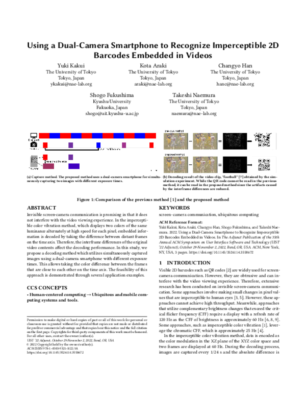 (PDF) Using a Dual-Camera Smartphone to Recognize Imperceptible 2D ...