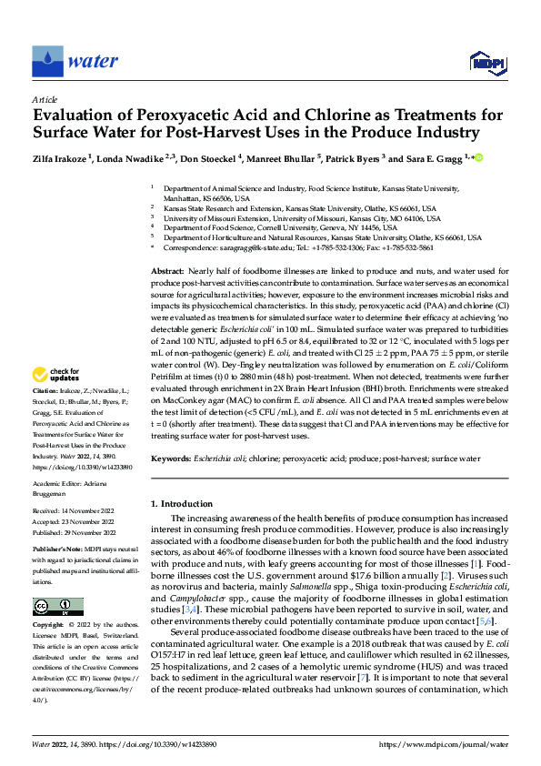 (PDF) Evaluation of Peroxyacetic Acid and Chlorine as Treatments for ...