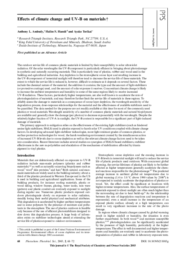 (PDF) Effects of climate change and UV-B on materials