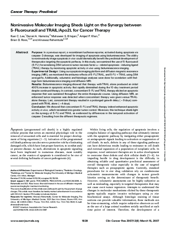 (PDF) Noninvasive Molecular Imaging Sheds Light on the Synergy between ...