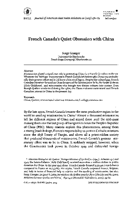(PDF) French Canada’s Quiet Obsession with China