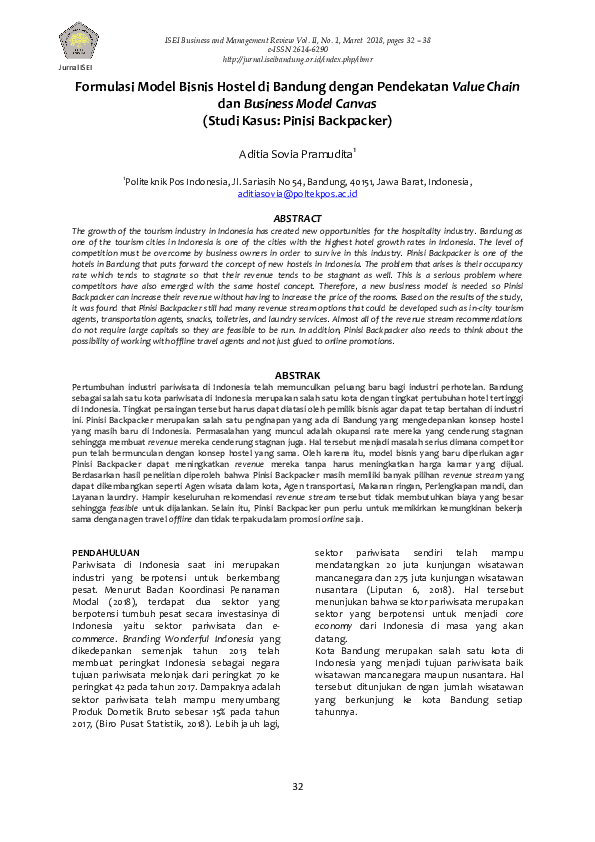 (PDF) Formulasi Model Bisnis Hostel di Bandung dengan Pendekatan Value