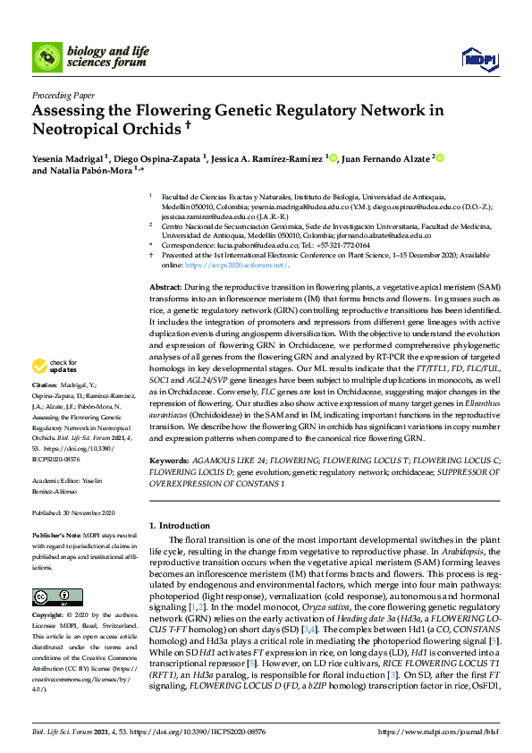 (PDF) Assessing the Flowering Genetic Regulatory Network in Neotropical ...