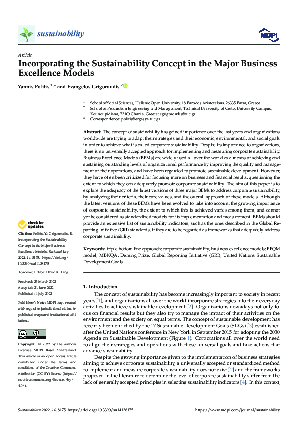 (PDF) Incorporating the Sustainability Concept in the Major Business ...