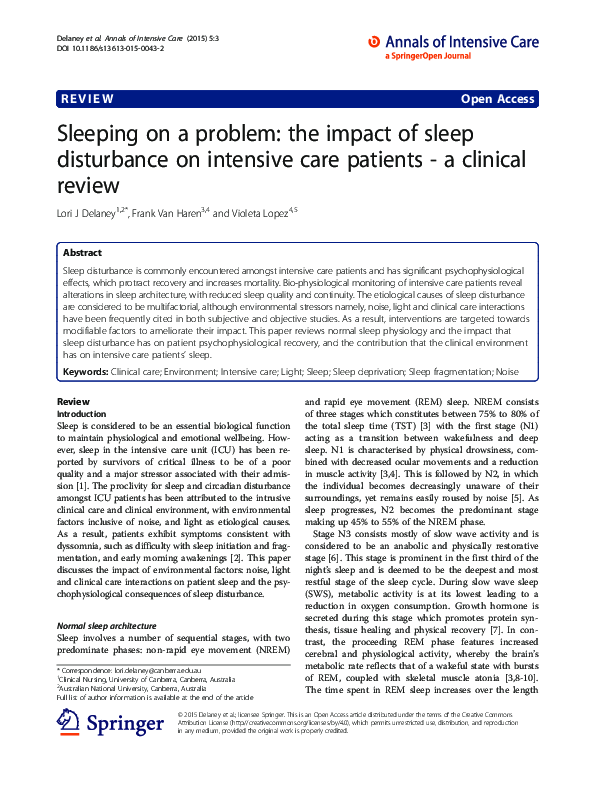 (PDF) Sleeping on a problem: the impact of sleep disturbance on ...
