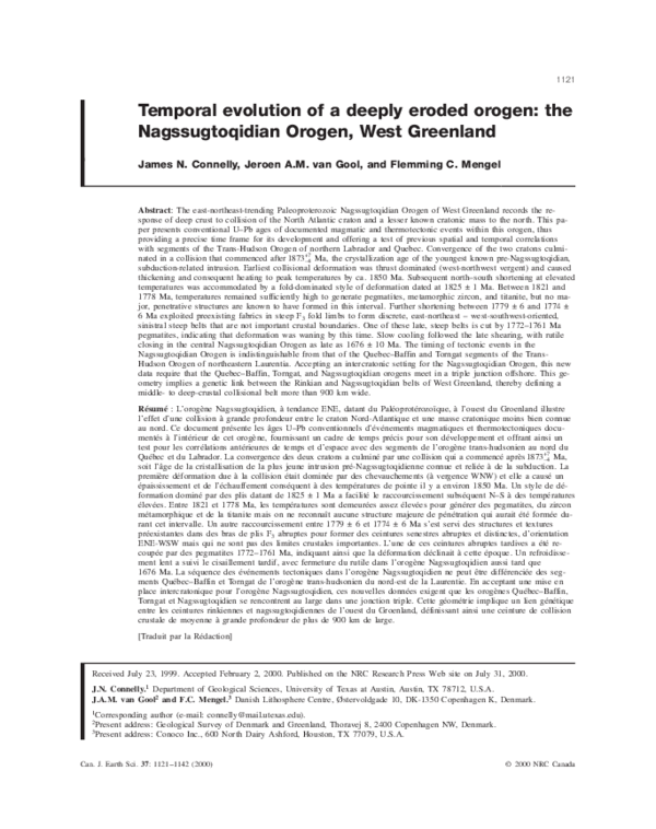 (PDF) Temporal evolution of a deeply eroded orogen: the Nagssugtoqidian ...