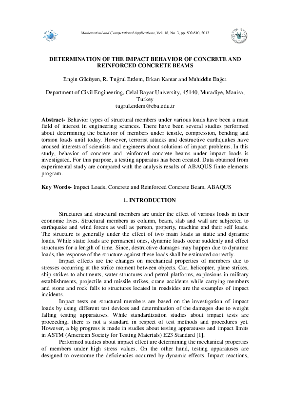 (PDF) Determination of the Impact Behavior of Concrete and Reinforced ...