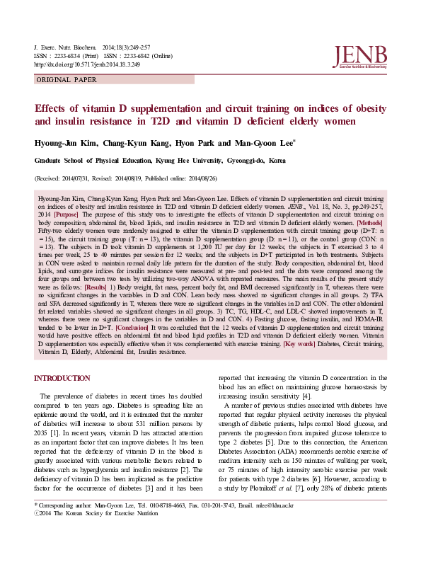(PDF) Effects of vitamin D supplementation and circuit training on ...