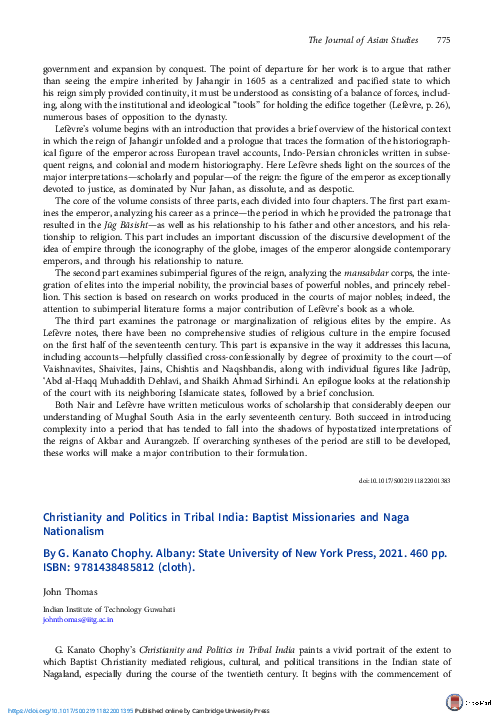 (PDF) Christianity and Politics in Tribal India: Baptist Missionaries ...