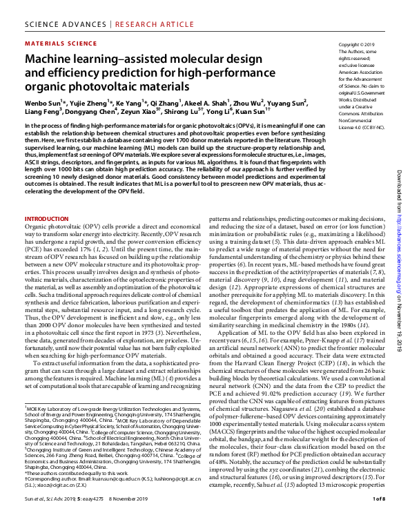 (PDF) Machine learning–assisted molecular design and efficiency ...