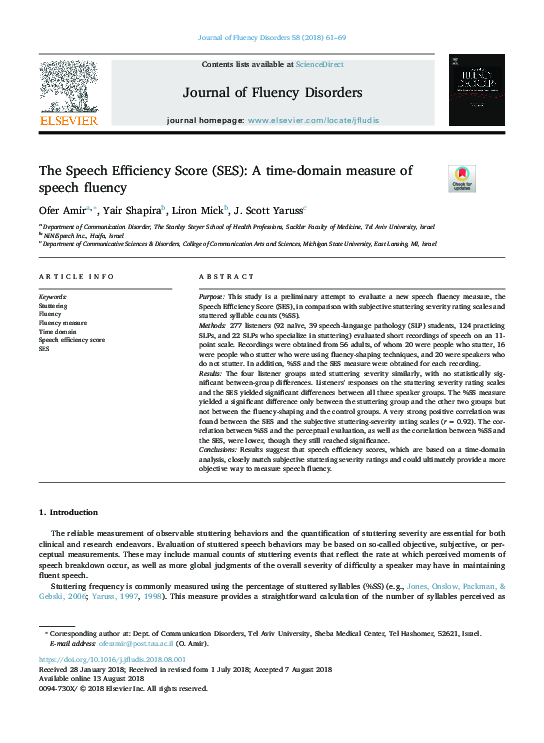 (PDF) The Speech Efficiency Score (SES): A time-domain measure of ...