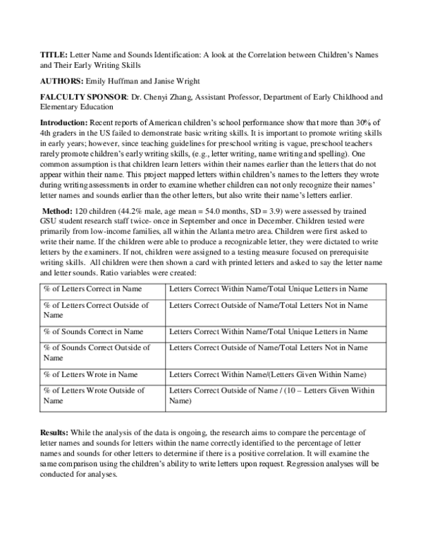 (PDF) Letter Names and Sounds Identification: A look at the Correlation ...