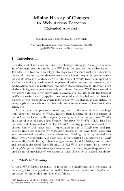 (PDF) Mining History of Changes to Web Access Patterns