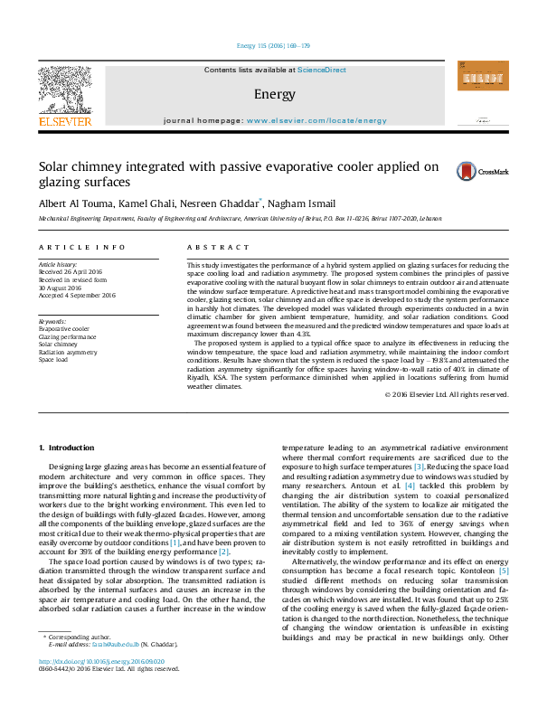 (PDF) Solar chimney integrated with passive evaporative cooler applied ...