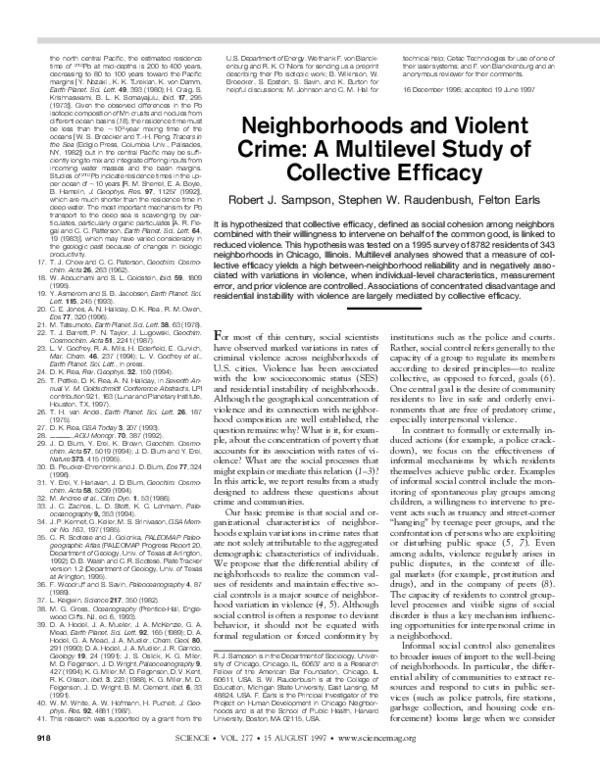 (PDF) Neighborhoods and Violent Crime: A Multilevel Study of Collective ...