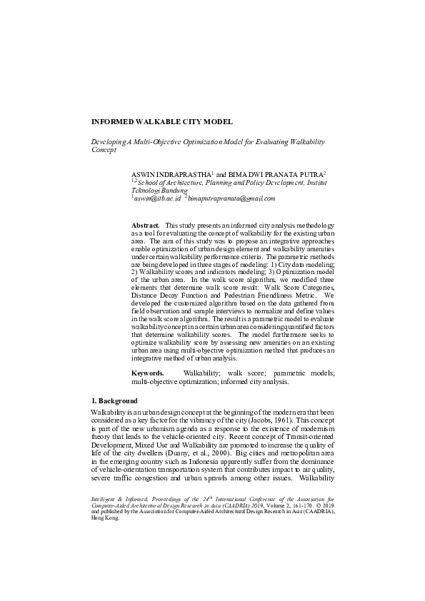 (PDF) Informed Walkable City Model - Developing A Multi-Objective ...