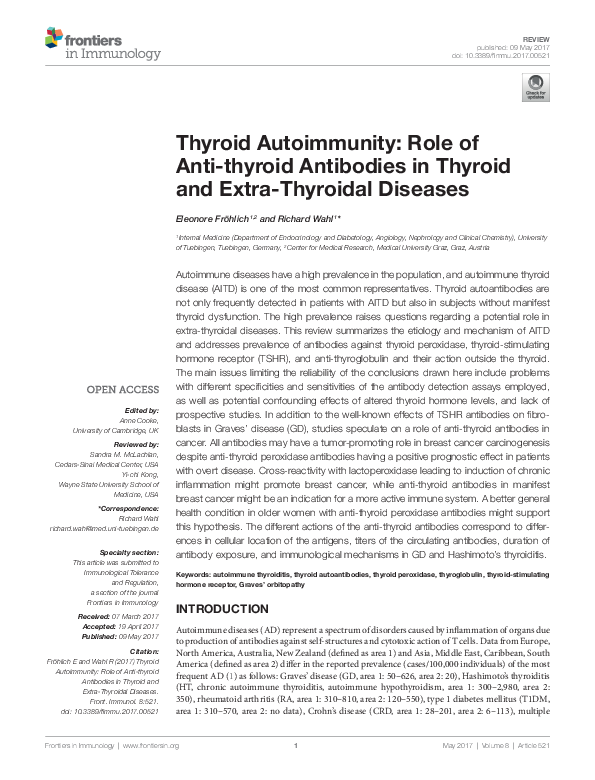 (PDF) Thyroid Autoimmunity: Role of Anti-thyroid Antibodies in Thyroid ...