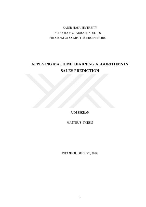 (PDF) Applying Machine Learning Algorithms in Sales Prediction