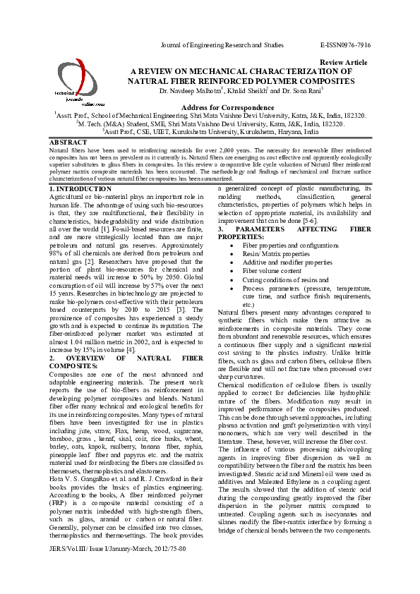 (PDF) A Review on Mechanical Characterization of Natural Fiber ...