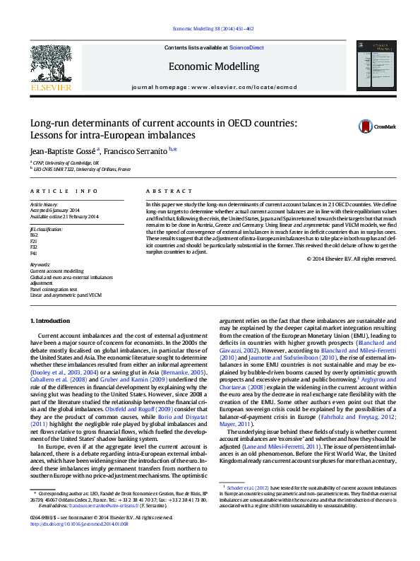(PDF) Long-run determinants of current accounts in OECD countries ...