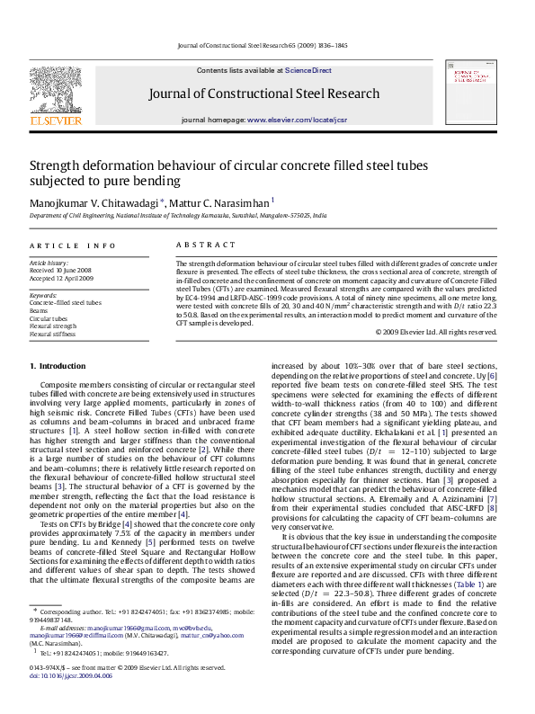 (PDF) Strength deformation behaviour of circular concrete filled steel ...