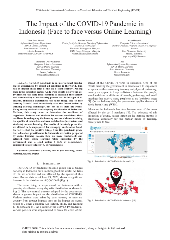 (PDF) The Impact of the COVID-19 Pandemic in Indonesia (Face to face ...