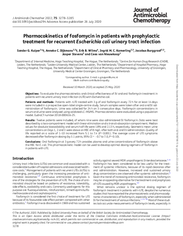 (PDF) Pharmacokinetics of fosfomycin in patients with prophylactic ...