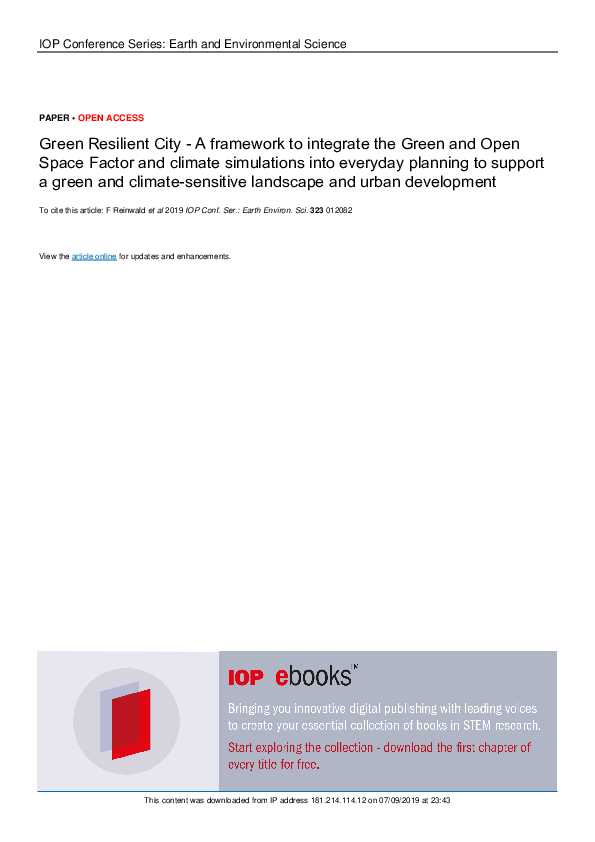 (PDF) Green Resilient City - A framework to integrate the Green and ...