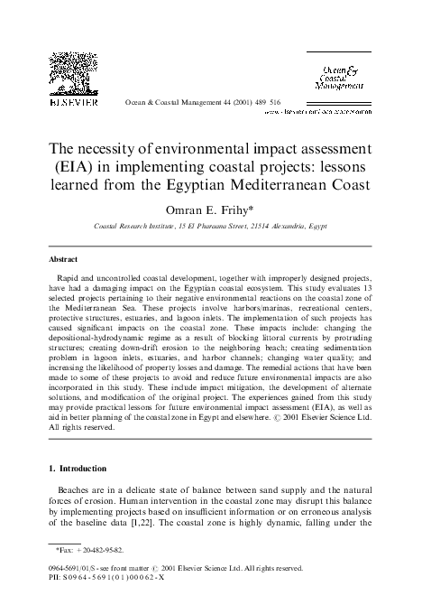 (PDF) The necessity of environmental impact assessment (EIA) in ...
