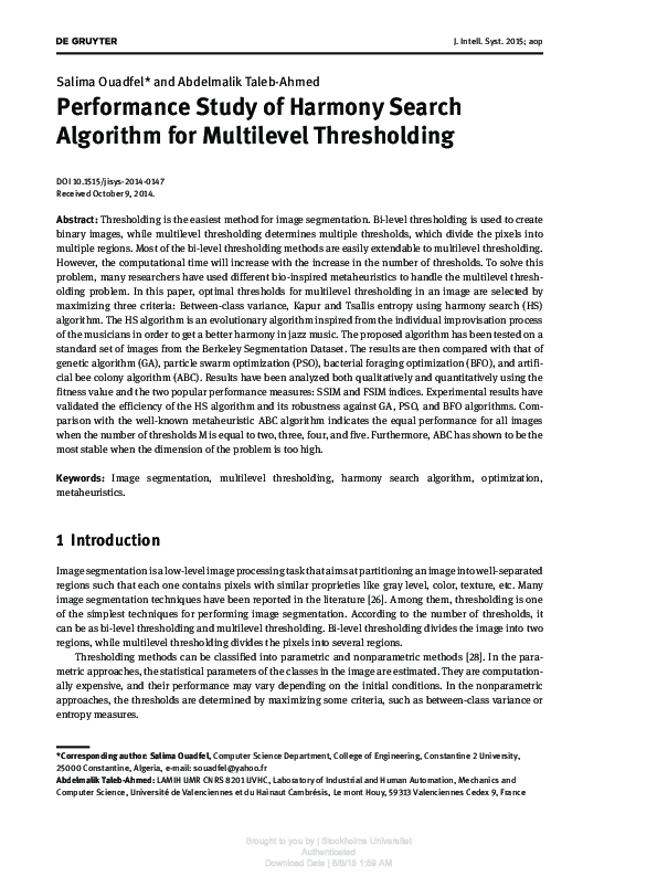 (PDF) Performance Study of Harmony Search Algorithm for Analog Circuit ...