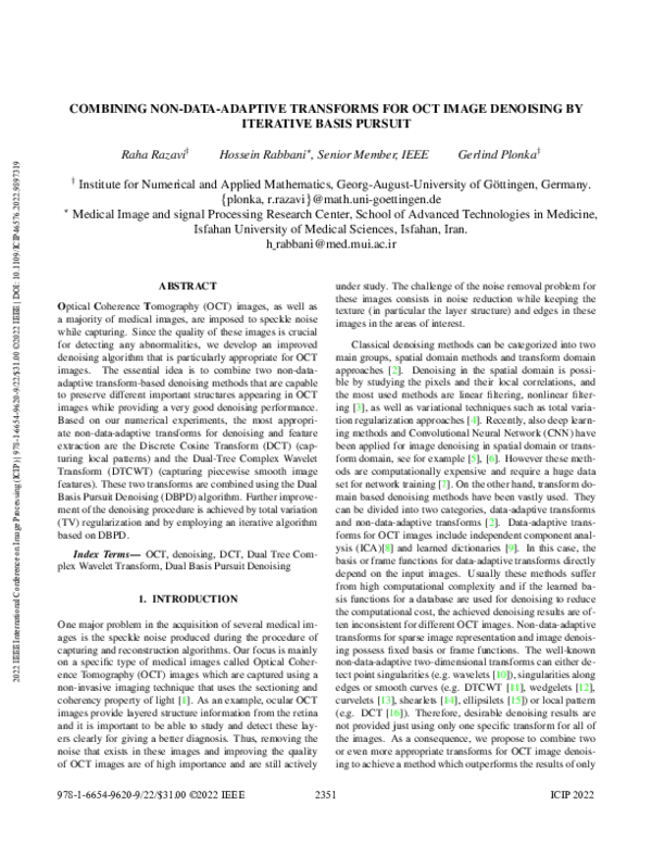 (PDF) Combining Non-Data-Adaptive Transforms for OCT Image Denoising by ...