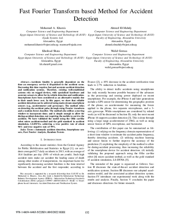 (PDF) Fast Fourier Transform based Method for Accident Detection