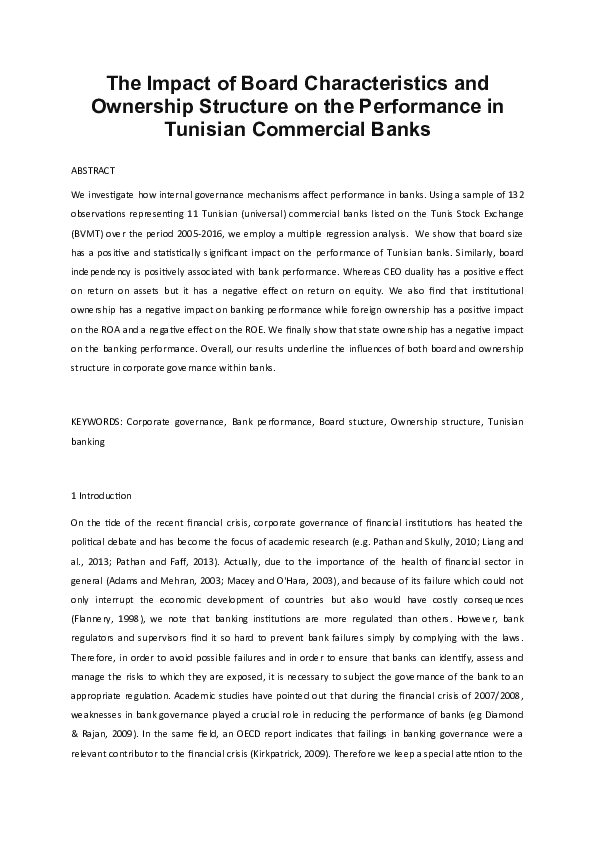 (DOC) The Impact of Board Characteristics and Ownership Structure on ...