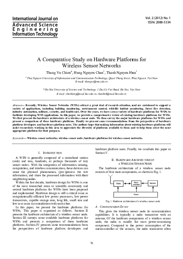 (PDF) A Comparative Study on Hardware Platforms for Wireless Sensor ...
