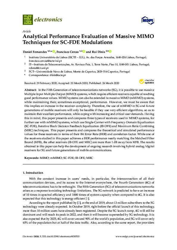 (PDF) Analytical Performance Evaluation of Massive MIMO Techniques for ...
