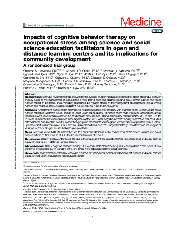 (PDF) Impacts of cognitive behavior therapy on occupational stress ...